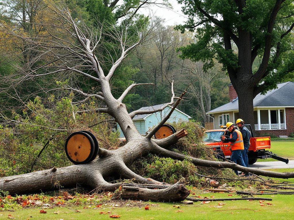 Storm damage cleanup after high winds